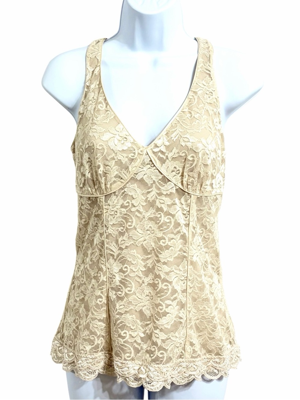 Express VTG Y2K Fairy Baby Doll Lace Camisole M Beige Festival Delicate Coquette